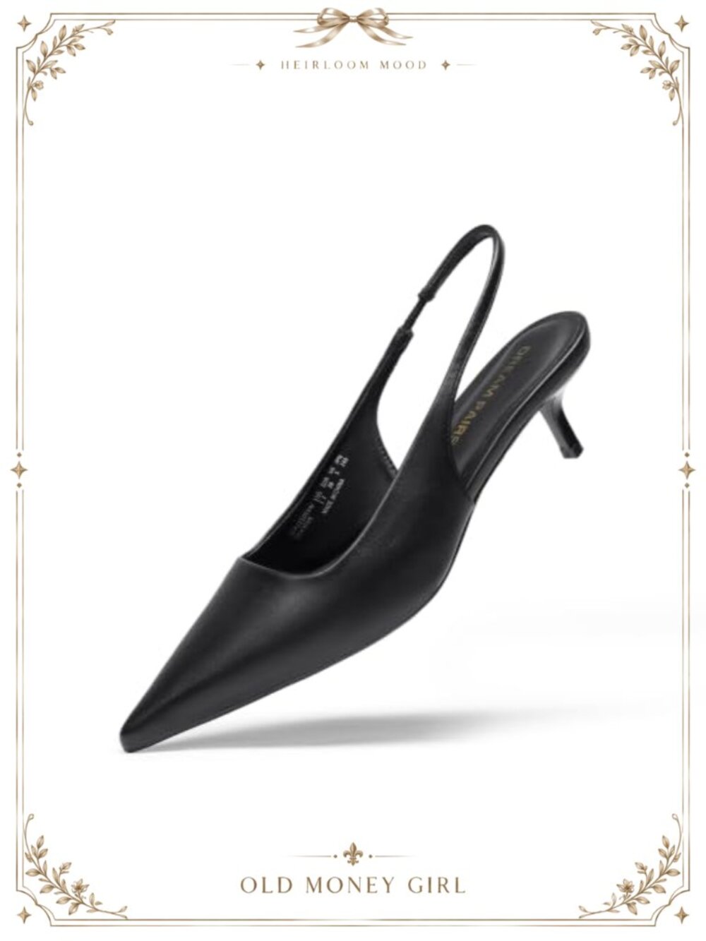 Women's Slingback Kitten Heels Pointed Toe Faux Leather Pumps